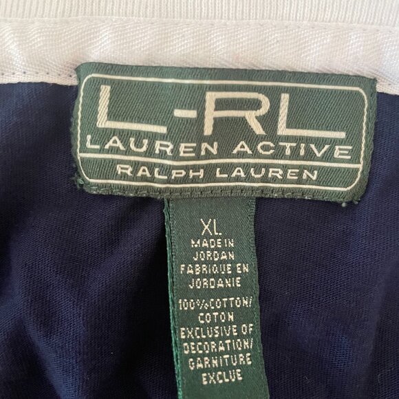 L-RL Lauren Active Ralph Lauren Navy V-Neck‎ Short Sleeve T-Shirt, Size XL - Picture 4 of 6
